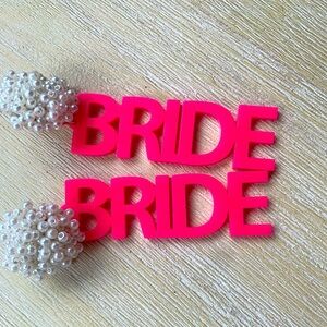 Neon pink bride earrings